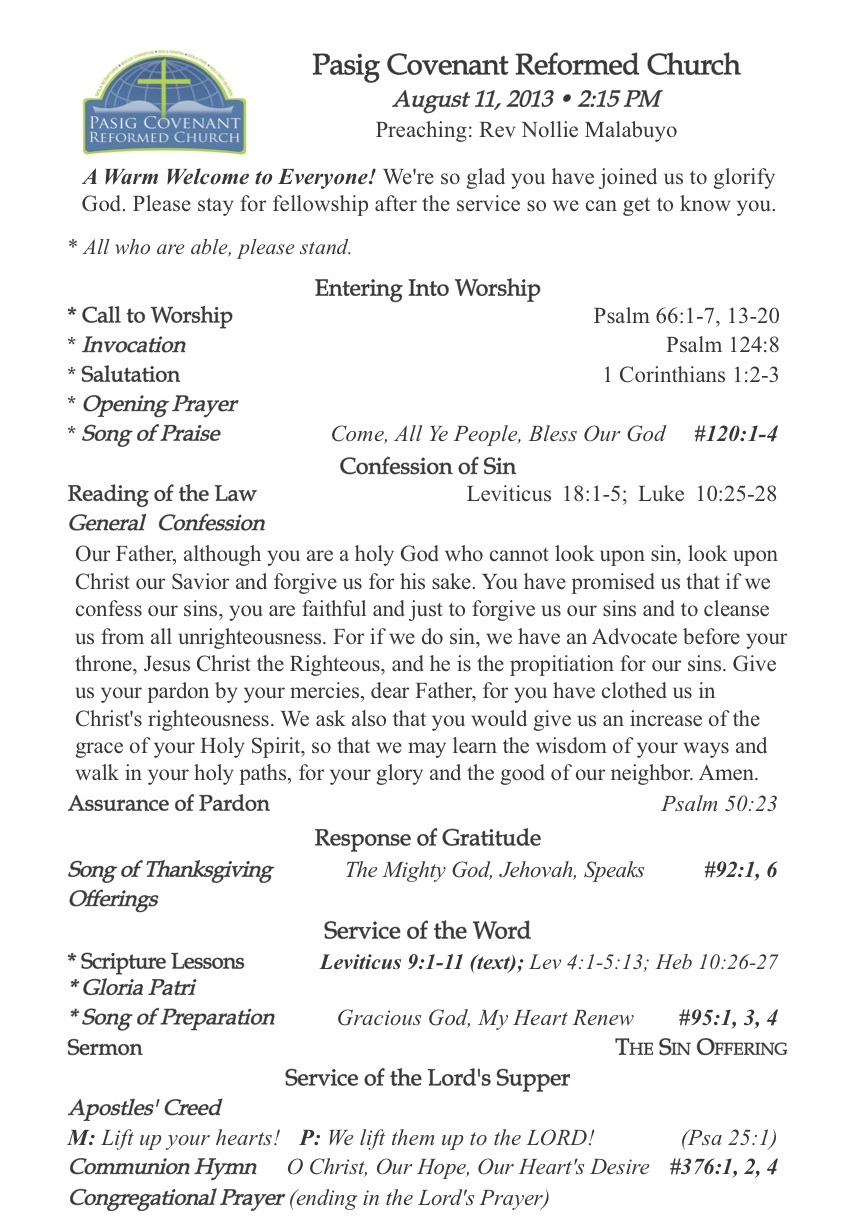 Liturgy for August 11, 2013