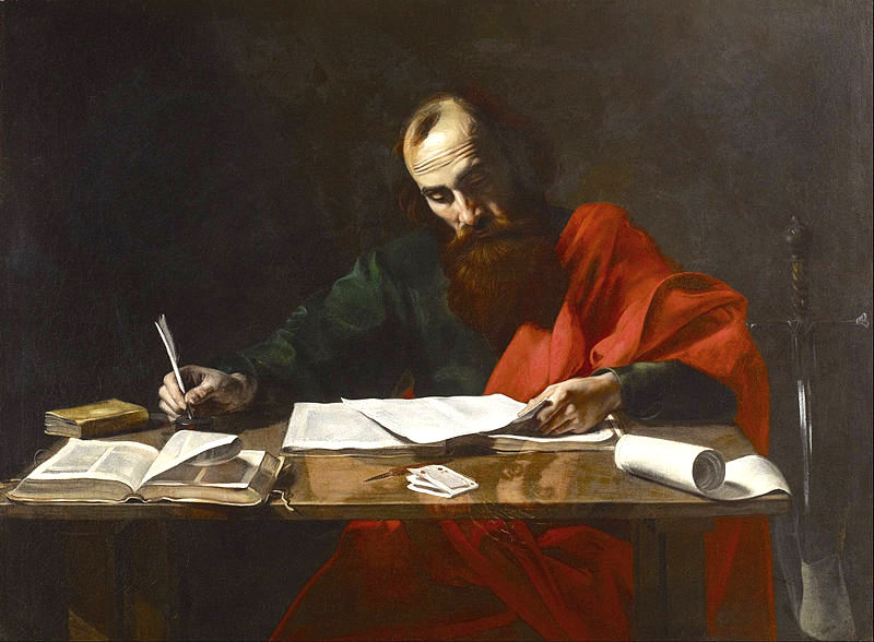 "Saint Paul Writing His Epistles" by Valentin de Boulogne, 1620 (click image to enlarge)